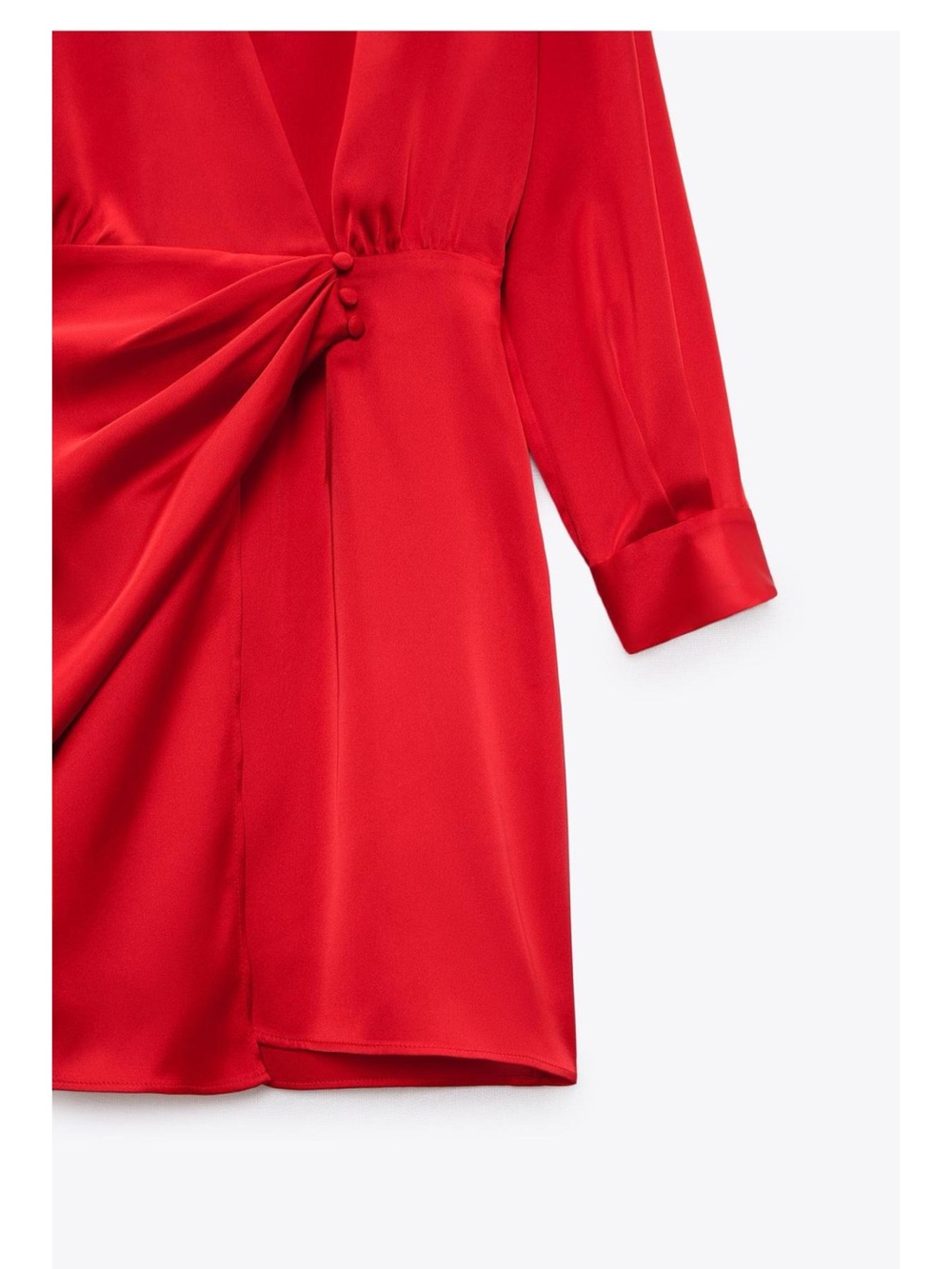 Zara Red Long-Sleeve Shirt Dress with Button Cuffs